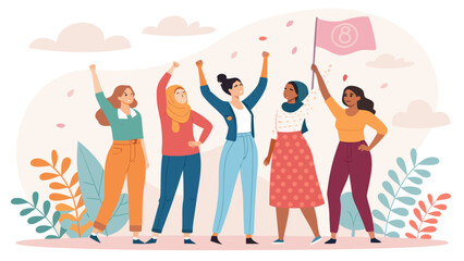 Happy group of friends, including men and women, smiling and walking in the city, enjoying their shopping trip