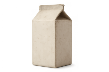 Blank white paper carton for milk or juice, packaging mock-up with room for branding, transparent background