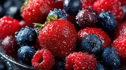 bowl of fresh vibrant strawberries and berries