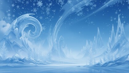 fantastic Frozen Winter Landscape with Snowflakes and Ice Formations