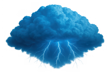 Storm cloud with lightning bolts striking, representing weather, power, energy, electricity, and dramatic climate changes