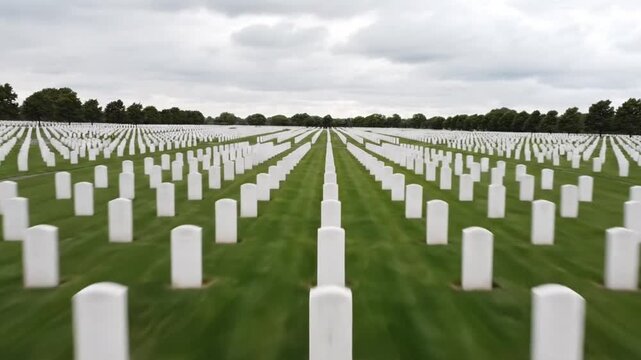 Military Cemetery Aerial Shot
