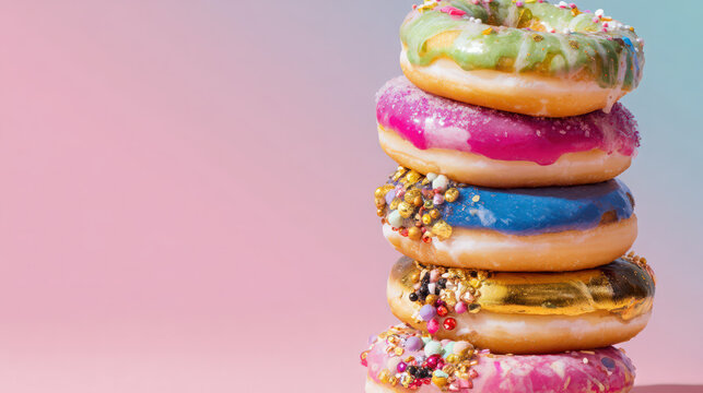 colourful mochi donuts with unique glazes and toppings - Powered by Adobe