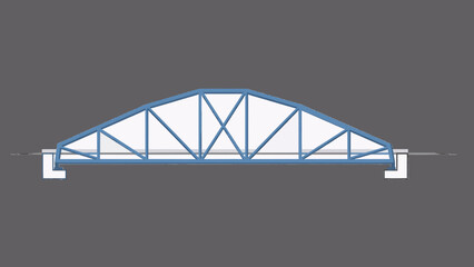 Truss Bridge Structural Side View Vector Illustration