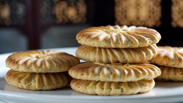 Close-up of stacked figured cookies Close-up of delicious shortbreads