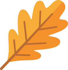 Fototapeta premium A simple flat vector illustration of a golden yellow oak leaf, symbolizing the autumn season.