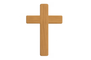 Wooden christian cross representing faith and belief, transparent background