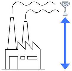 Industrial growth concept emphasizing the relationship between production processes and success goals. Industrial development balancing emission concerns and triumph. Perfect for sustainability