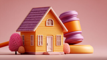 Miniature House with Gavel