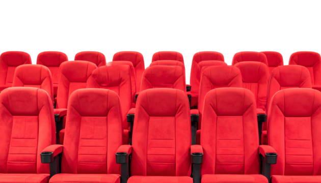 Rows of plush red theater seating invite anticipation for movies, shows, performances, and events with comfort