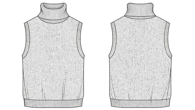 Sleeveless turtleneck top flat fashion sketch