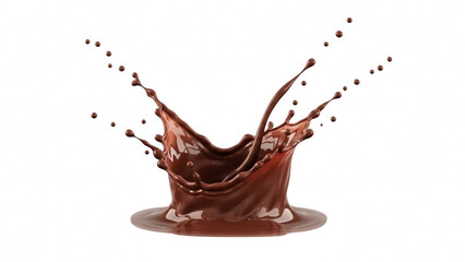 Chocolate liquid splash crown shape isolated on transparent background