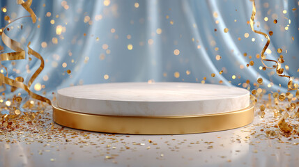 Ethereal Stage with Blue Drapery