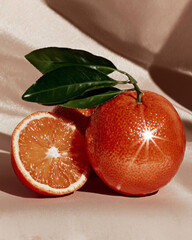 orange on a wooden table