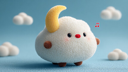 Cheerful Cloud Character with Horn