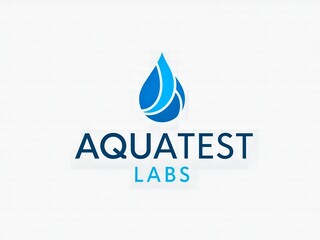 Aquatest Labs logo promoting clean water solutions, modern design for environmental companies and sustainable initiatives, clean technology