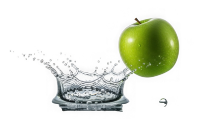 Dynamic Green Apple Water Splash On Black