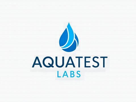 Aquatest Labs logo promoting clean water solutions, modern design for environmental companies and sustainable initiatives, clean technology