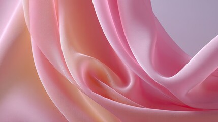 Obraz premium Soft Pink and Peach Satin Fabric with Gentle Drapes Creating Flowing Textures for Elegant Backgrounds or Fashion Projects