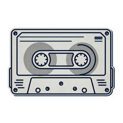 Obraz premium Vintage Cassette Tape Outline With Sprockets and Circular Reels Minimalist Style Illustration on Transparent Background