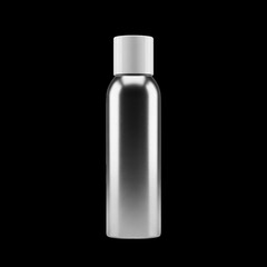 Silver metal bottle with a white cap. isolated illustration on  transparent background PNG