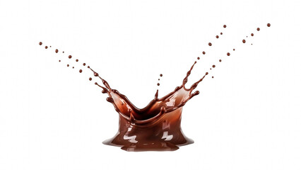 Chocolate liquid splash crown shape isolated on transparent background