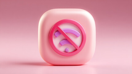 Prohibited Symbol on Pink Cube