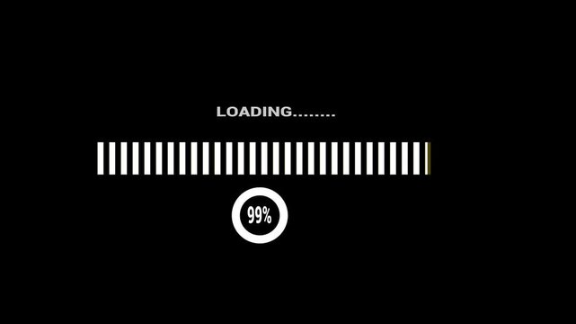 Digital abstract timeline loading bar animation, 0 to 100 percent progress indicator, smooth minimal processing and wait screen visual