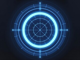 Modern glowing target scope with futuristic design elements for technology interface and game development applications