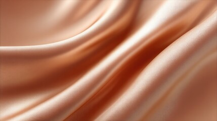Fototapeta premium Smooth and Elegant Peach Satin Fabric Texture with Soft Drapes and Gentle Light Reflections on a Silky Surface for Fashion and Design Projects