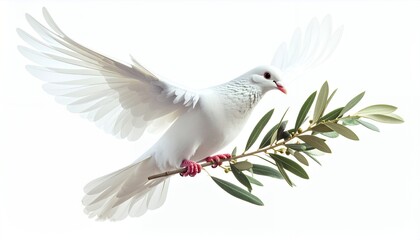 White Dove with Olive Branch Symbolizing Peace and Hope.