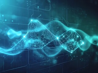 Futuristic technology grid with glowing nodes creates a dynamic digital network perfect for innovative tech companies and cutting-edge research