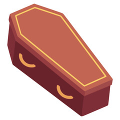 wood casket coffin death body flat color vector illustration template design