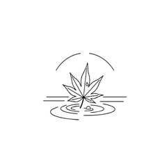 Minimalist Maple Leaf Floating on Water.