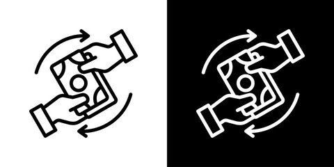 Transaction Icon Vector Illustration. Fresh Line Design Built For Creative Flexibility In Light And Dark Versions.