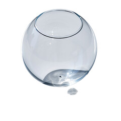 Transparent Glass Sphere with Reflective Interior and Water Droplet Isolated on Black Background Realistic Studio Shot