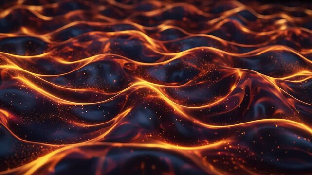 燃え上がる焔の波が揺れる抽象炎ループ背景