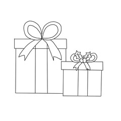 シンプルなプレゼントの線画イラスト