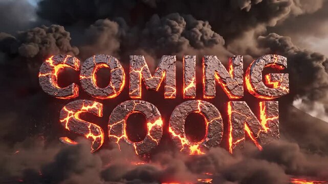 Coming Soon Lava Text Animation with Smoke and Fire.