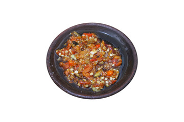 Traditional Indonesian Sambal Terasi Chili Condiment in Clay Bowl