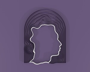 Distorted glitch style portrait. Mental health psychiatric disease concept. Deformed human head symbolizing a depressed state of a person. 3D render