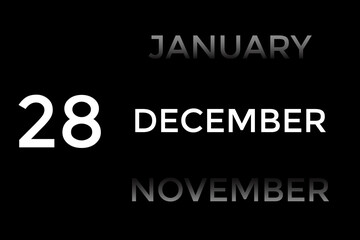 Obraz premium December 28 calendar with black background