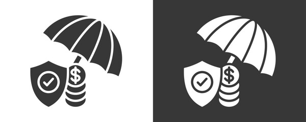 Insurance Icon Set Vector Collection Isolated In Black And White