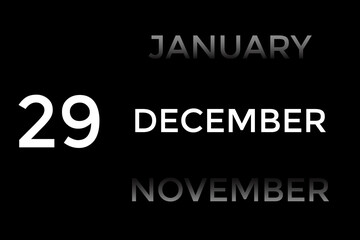 Obraz premium December 29 calendar with black background