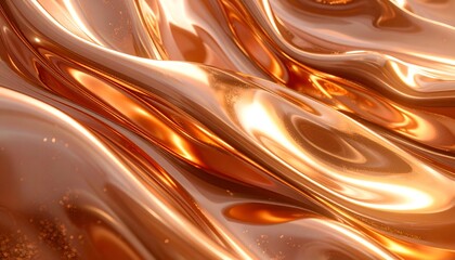 Flowing, fluid bronze-colored abstract composition with highlights and reflections