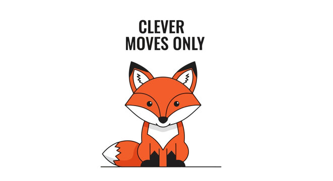 Cute red fox illustration with text clever moves only perfect for t-shirts posters and children’s room decor animal themed design