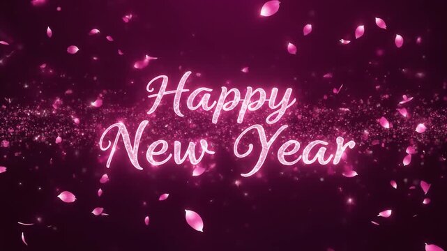 Feminine Pink Sparkling Petal Glow Happy New Year Beauty Elegant Background