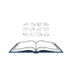 Open book with Braille text representing accessibility and education.