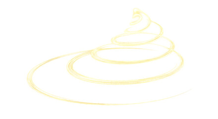 Abstract golden spiral light painting isolated on transparent background for design