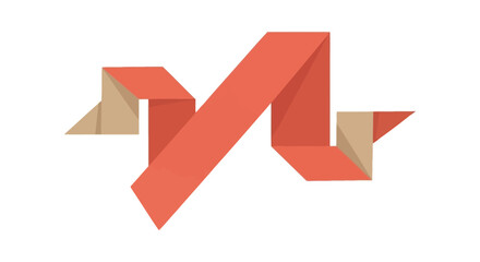 Abstract Origami Ribbon M Shape.